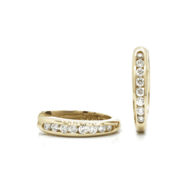 14 Karat Yellow Gold Diamond Hoops