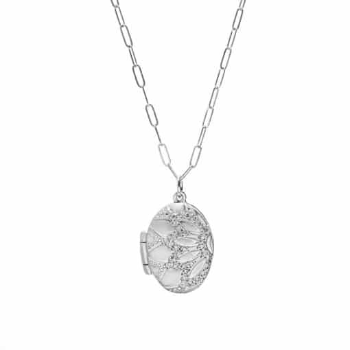 Silver Locket with Floral Motif