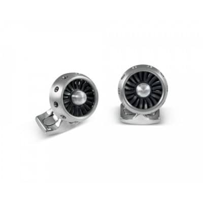 Brushed Aluminum Jet Turbine Engine Cufflinks