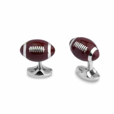 Silver and Enamel Football Cufflinks