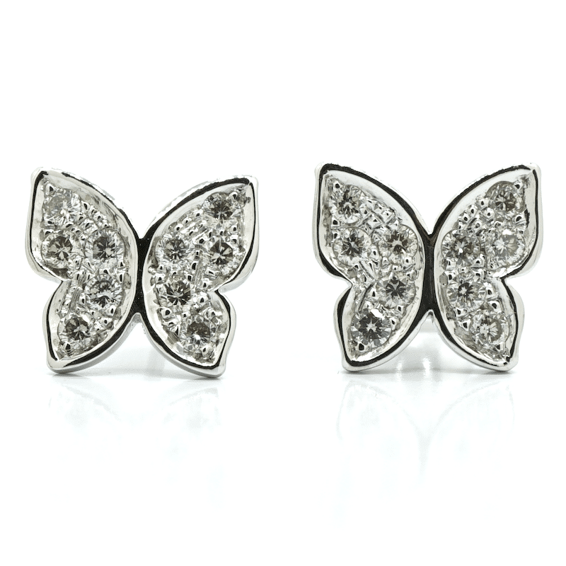 14 White Gold Diamond Butterfly Earrings | Atelier Lou