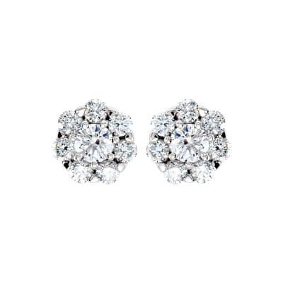 18 Karat White Gold Diamond Cluster Studs