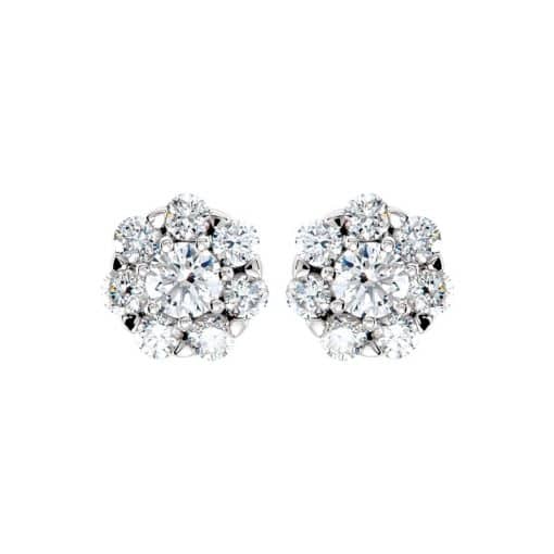 18 Karat White Gold Diamond Cluster Studs