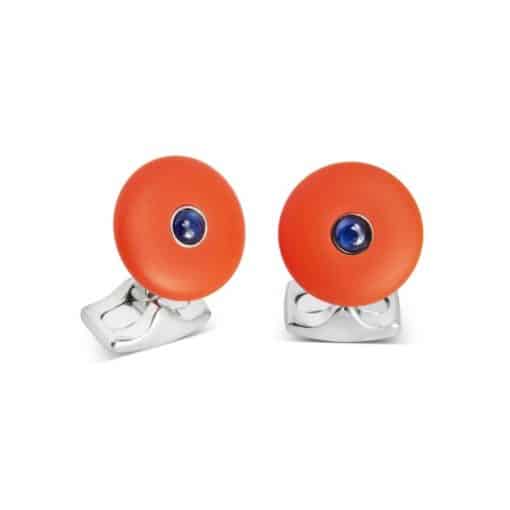'The Brights' Orange Round Cufflinks with Sapphire Centre