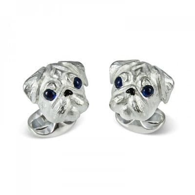 Silver Pug Dog Cufflinks