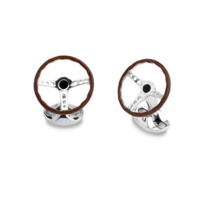 Silver Vintage Steering Wheel Cufflinks