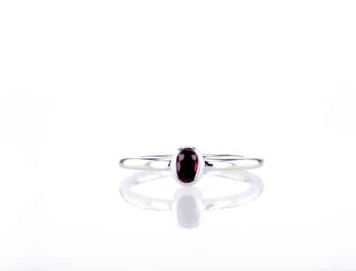 14 Karat Gold Mini Solitaire Birthstone Oval Ruby Ring - Image 3