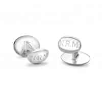 Round Silver Cufflinks with Mother of Pearl