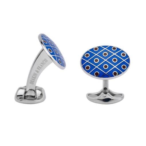 Silver Royal-Blue with Maroon Spot Cufflinks