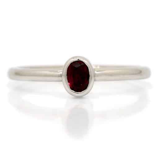 14 Karat Gold Mini Solitaire Birthstone Oval Ruby Ring