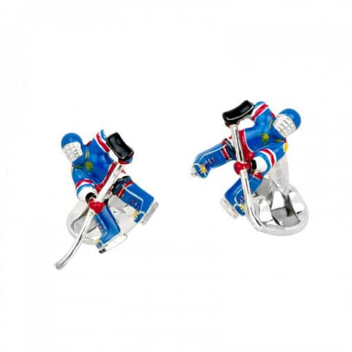 Silver and Enamel Goalie Cufflinks