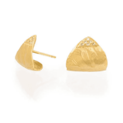 18 Karat Yellow Gold Lobe Cuff Earrings