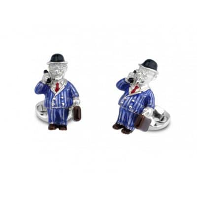 Silver and Enamel Businessman Cufflinks