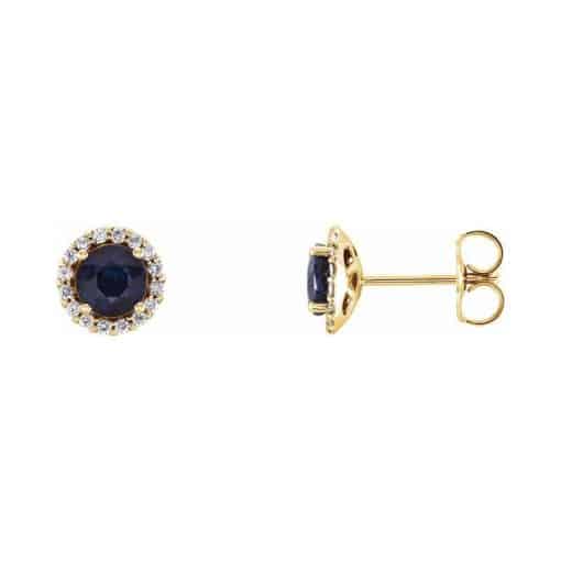 14 Karat Sapphire and Diamond Halo Earrings