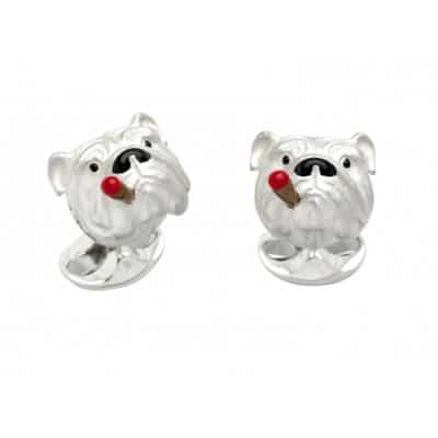 Silver Bulldog Cufflinks with Cigars