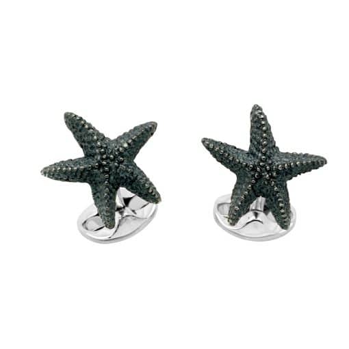Oxidized Silver Starfish Cufflinks