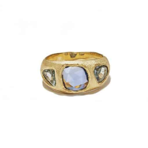 18 Karat Triple Sapphire Ring