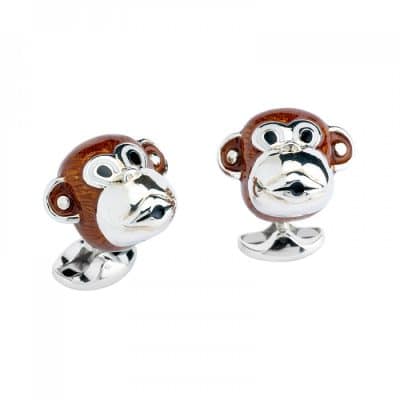 Silver and Enamel Monkey Cufflinks