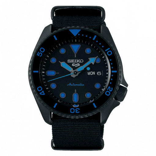 Seiko 5 Sport Blue Dial Black Bezel Matt Black Case | Atelier Lou