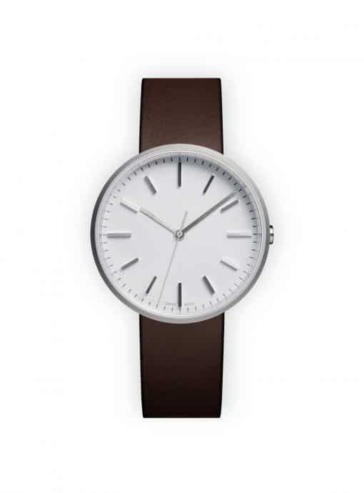 M37 Three-hand Watch Brushed Steel, Brown Nappa Strap