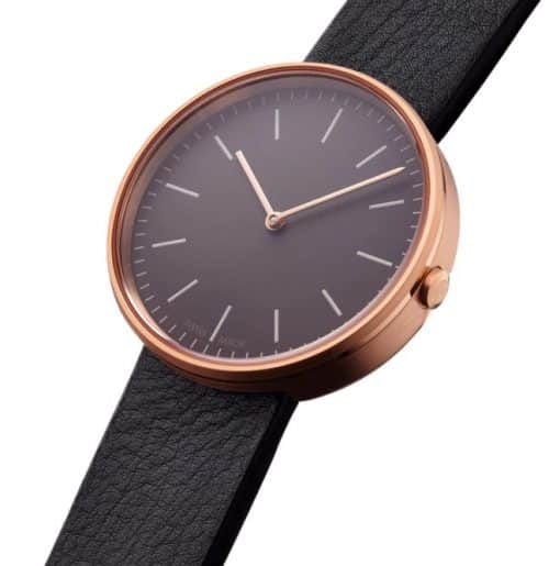 M35 Two-hand watch satin gold PVD with tan cordovan leather