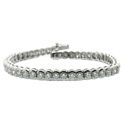 White Gold Half-Bezel Tennis Bracelet (.18 Carat)