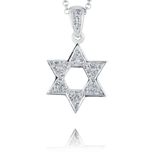 18 Karat White Gold and Diamond Star of David Pendant