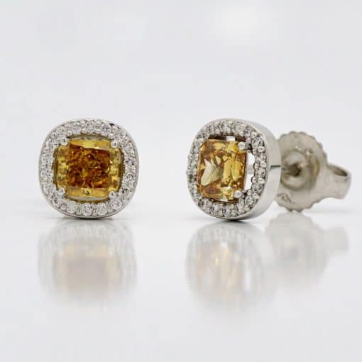 18 Karat Gold Orangey Diamond Cluster Studs - Image 2