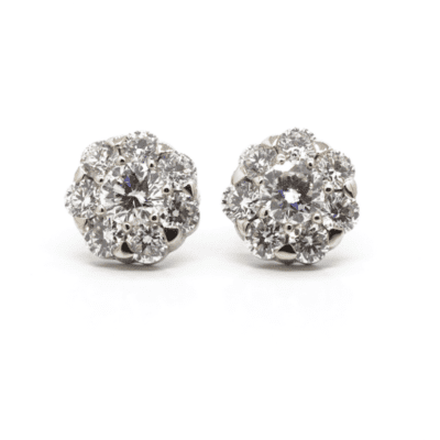 14 Karat Gold Diamond Cluster Studs (8×8)