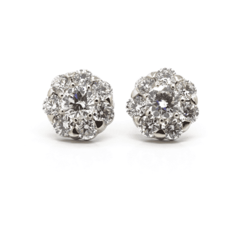 14 Karat Gold Diamond Cluster Studs (8×8)