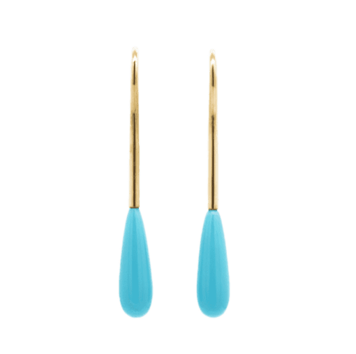 14 Karat Gold Turquoise Pendant Earrings