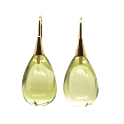 14 Karat Gold Green Amber Drops