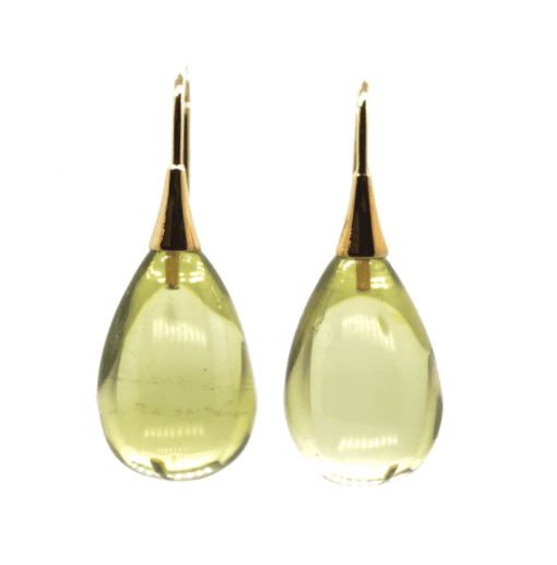 14 Karat Gold Green Amber Drops