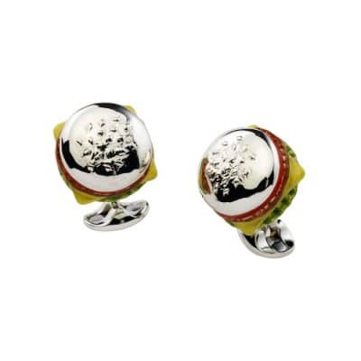 Silver and Enamel Burger Cufflinks