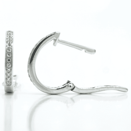 Very Small White Gold and Diamond Hoops