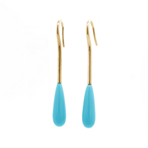 14 Karat Gold Turquoise Pendant Earrings