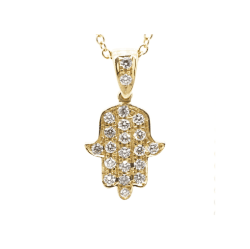 18 Karat Yellow Gold & Diamond Hamsa Pendant