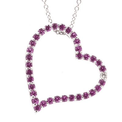 14 Karat White Gold & Pink Sapphire Heart