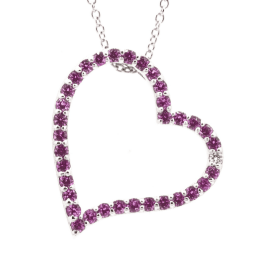 14 Karat White Gold & Pink Sapphire Heart