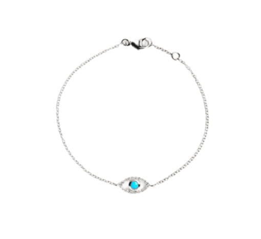 Silver Classique Pavé Evil Eye Bracelet – Turquoise