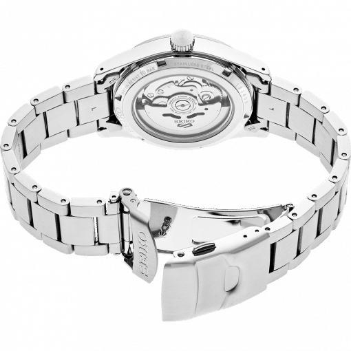 Seiko 5 Sport Black Dial Stainless Steel Bracelet - Atelier Lou Back View