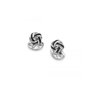 Silver Black Enamel Knot Cufflinks