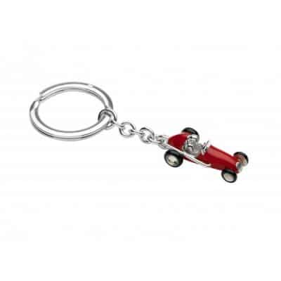 Silver Racing Car Keyring