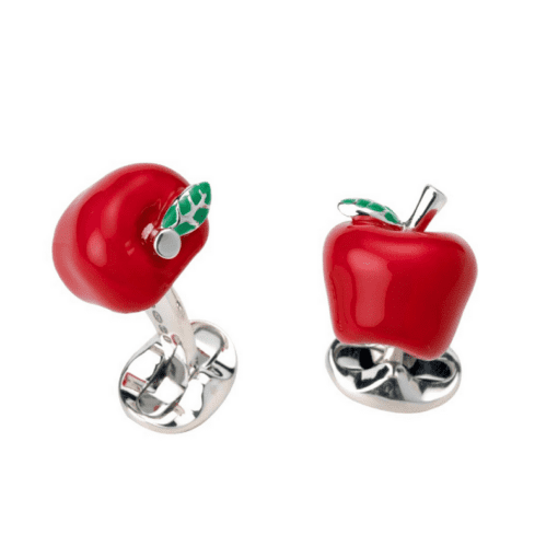 Silver Red Apple Cufflinks