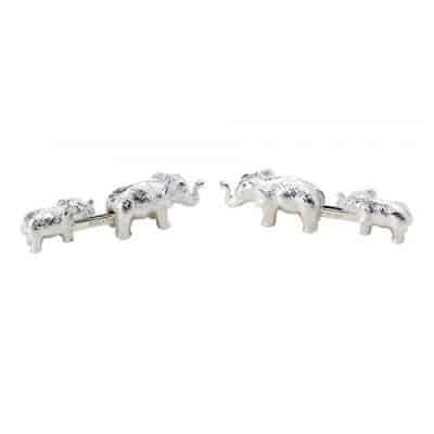 Silver Mother & Baby Elephant Cufflinks