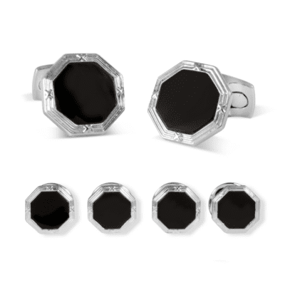 Octagonal Onyx Dress Stud Set