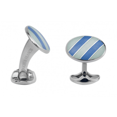 Pale Silver & Sky Blue Enamel Cufflinks