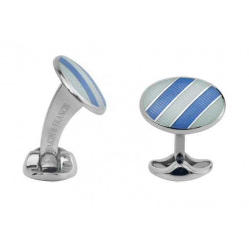 Pale Silver & Sky Blue Enamel Cufflinks