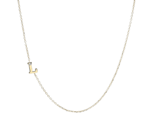 14K Gold Love Letter Single Diamond Necklace