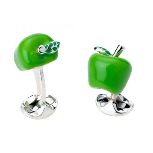 Silver Green Apple Cufflinks